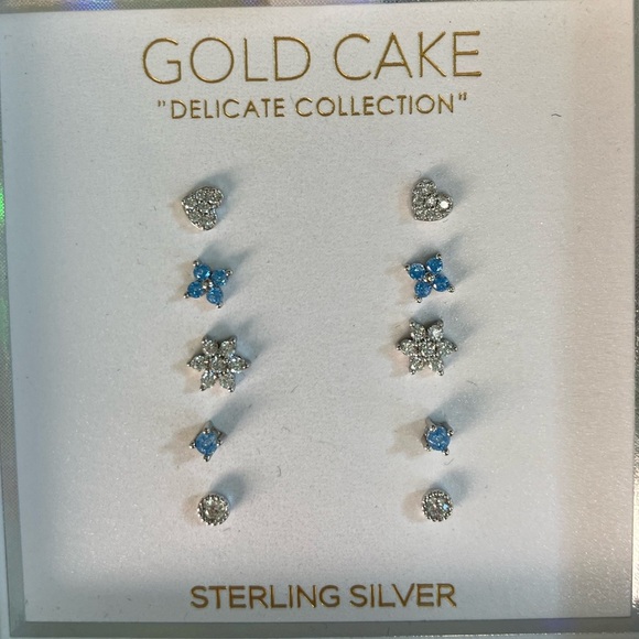 Gold Cake Jewelry - New Gold Cake “Delicate Collection”  Five Pairs Stud Earring Blue Sterling Siver